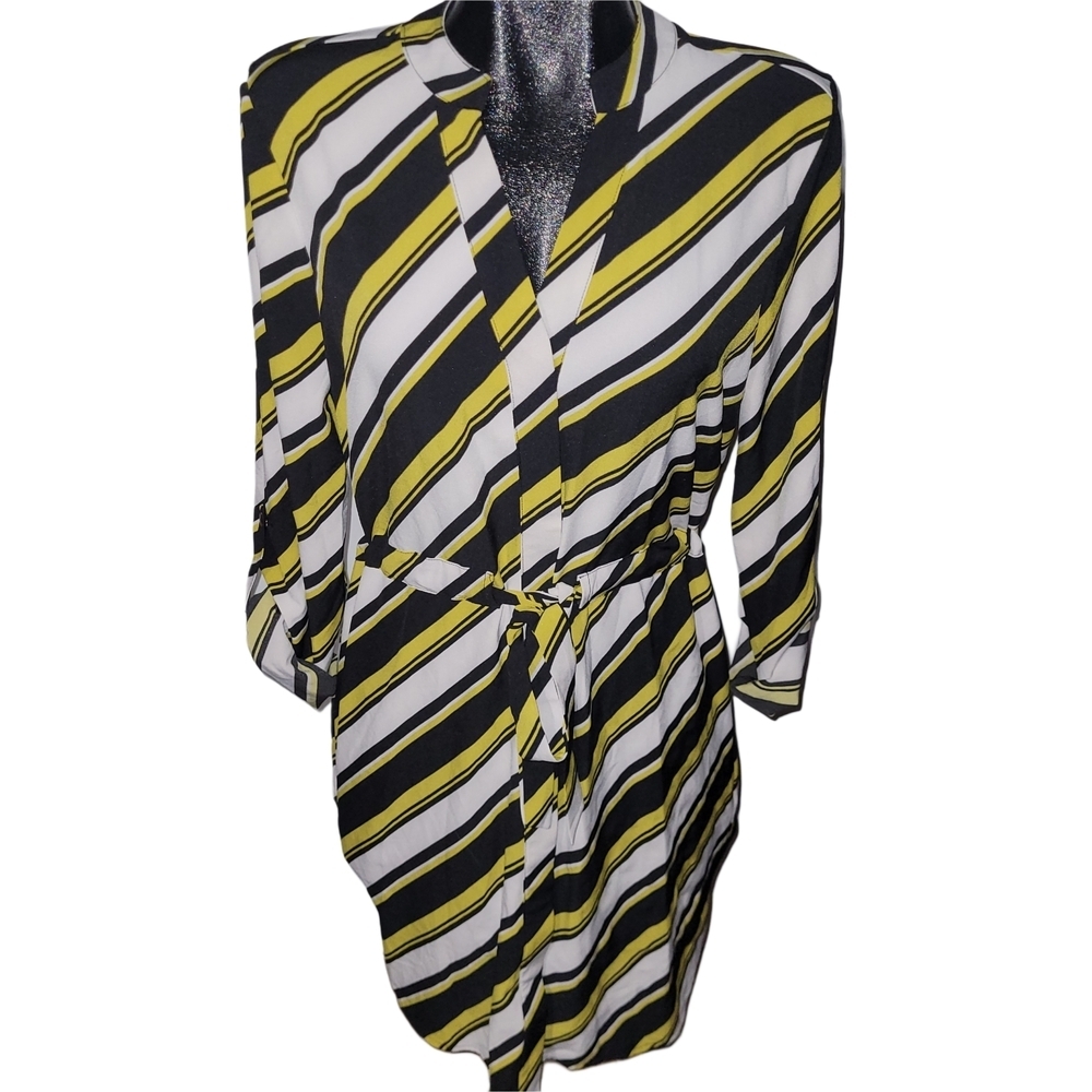Suzy Shier Diagonal Striped Midi Dress Size M